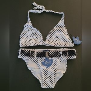 2pc Buzios Brazilian Pokadot Bikini Black/White sz M 👙